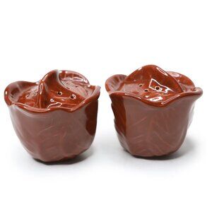 VINTAGE Brown Glazed Ceramic Acorn Salt & Pepper Shakers Autumn Decor Farmhouse